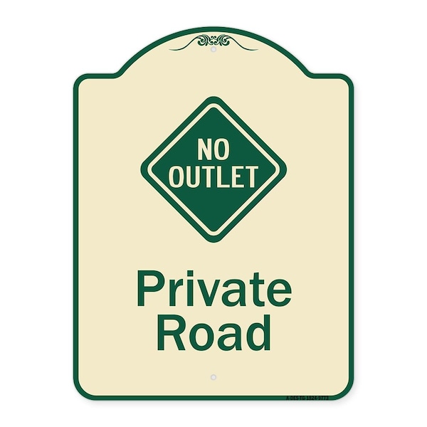 Signmission Designer Series-Private Road With No Outlet Symbol Tan & Green, 24" x 18", TG-1824-9773 A-DES-TG-1824-9773 - main